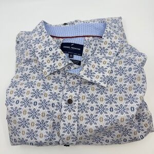 Daniel Hechter Paris Modern Fit Geometric Print Button-Down Shirt 4XL